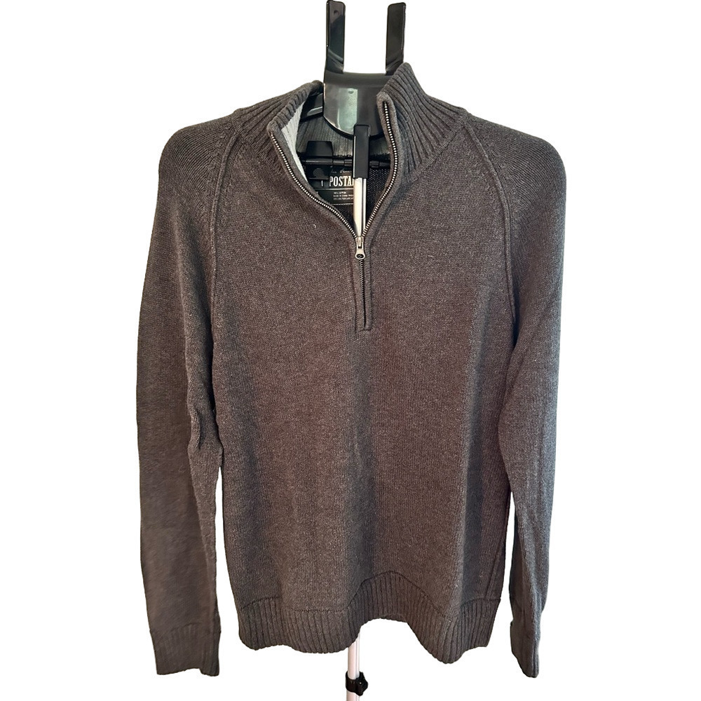 MENS AEROPOSTALE DARK GRAY LONG SLEEVE QUARTER ZIP SWEATER